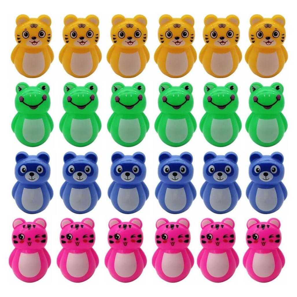 Toyvian 24PCS Mini Tumblers Animales Montessori para Bebé