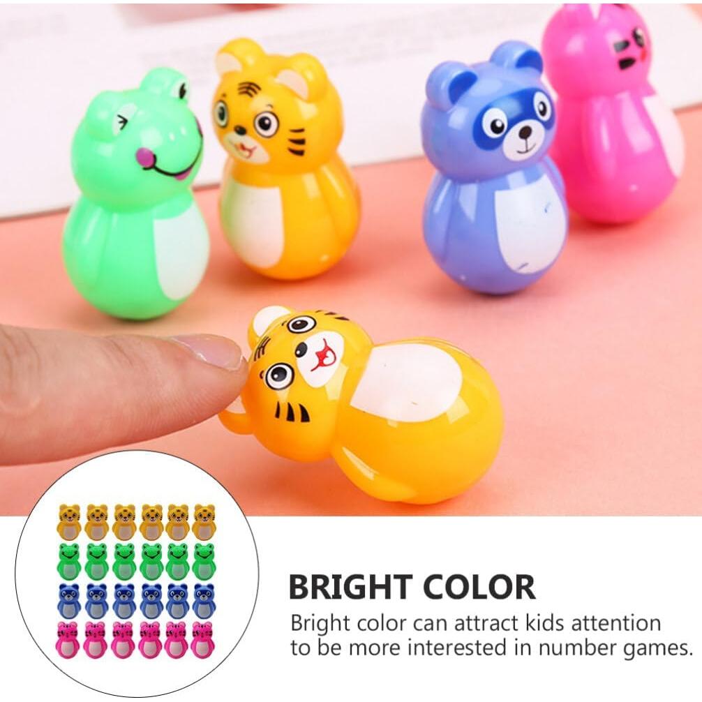 Toyvian 24PCS Mini Tumblers Animales Montessori para Bebé