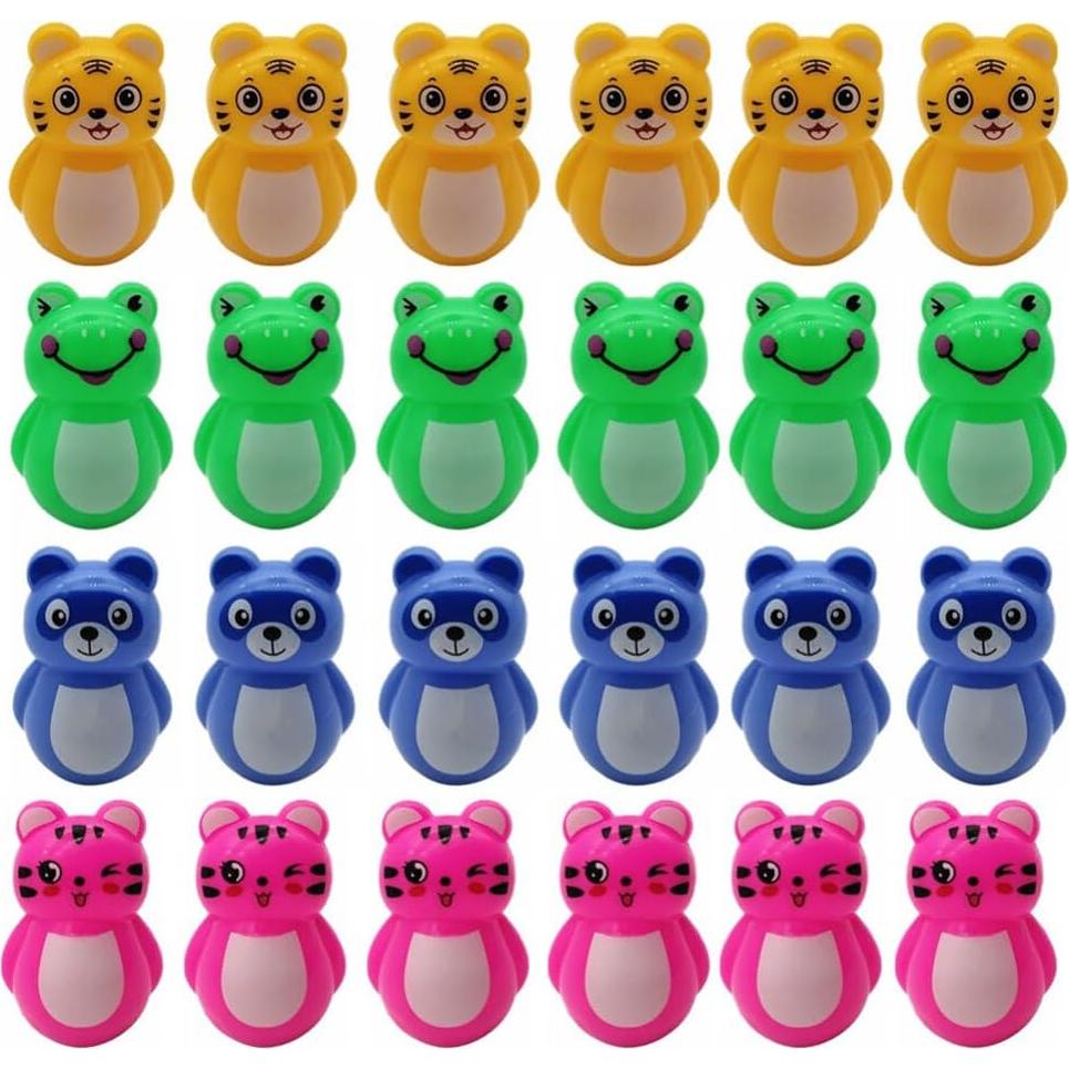 Toyvian 24PCS Mini Tumblers Animales Montessori para Bebé