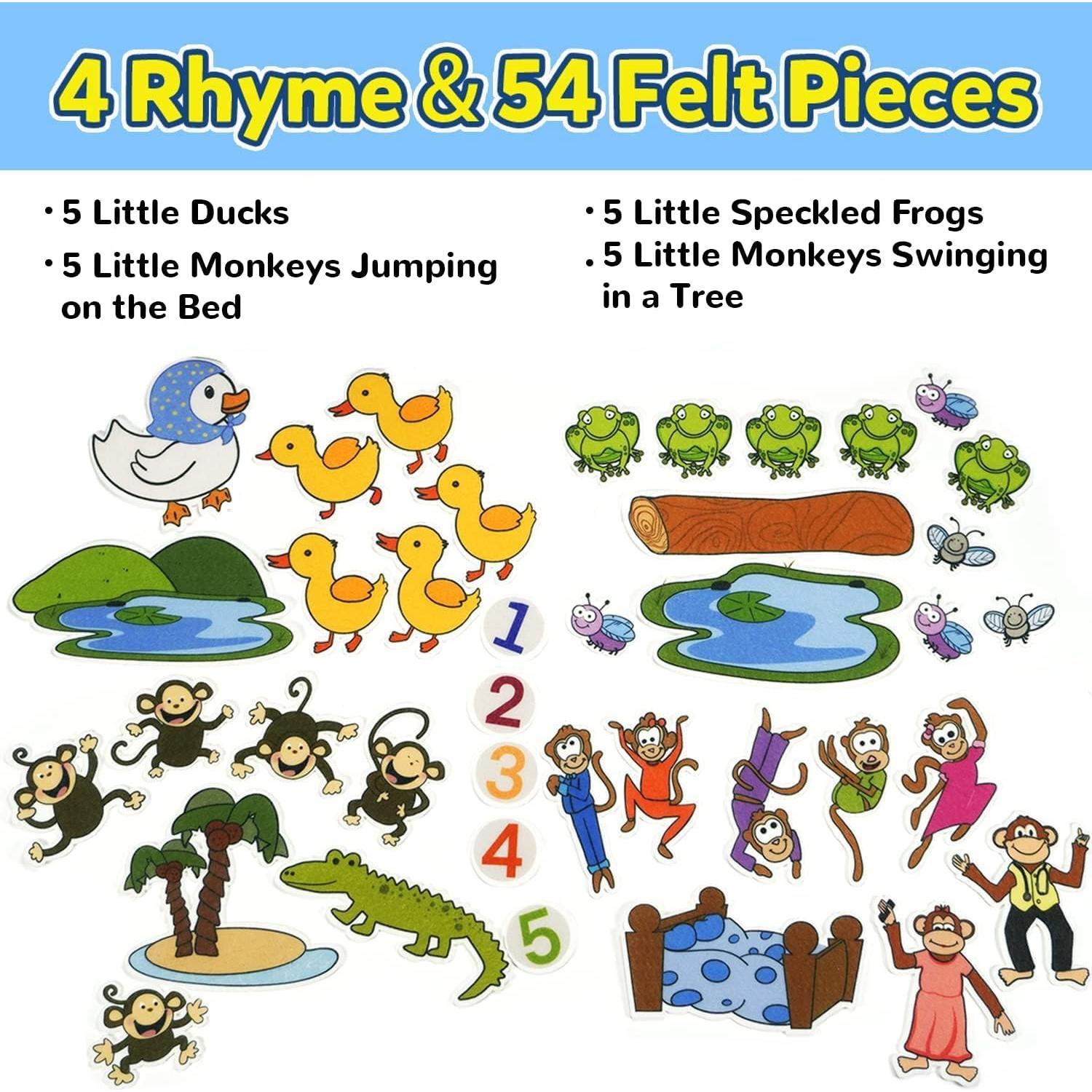 Tablero de Fieltro CHEFAN para Niños con 4 Conjuntos de Rimas