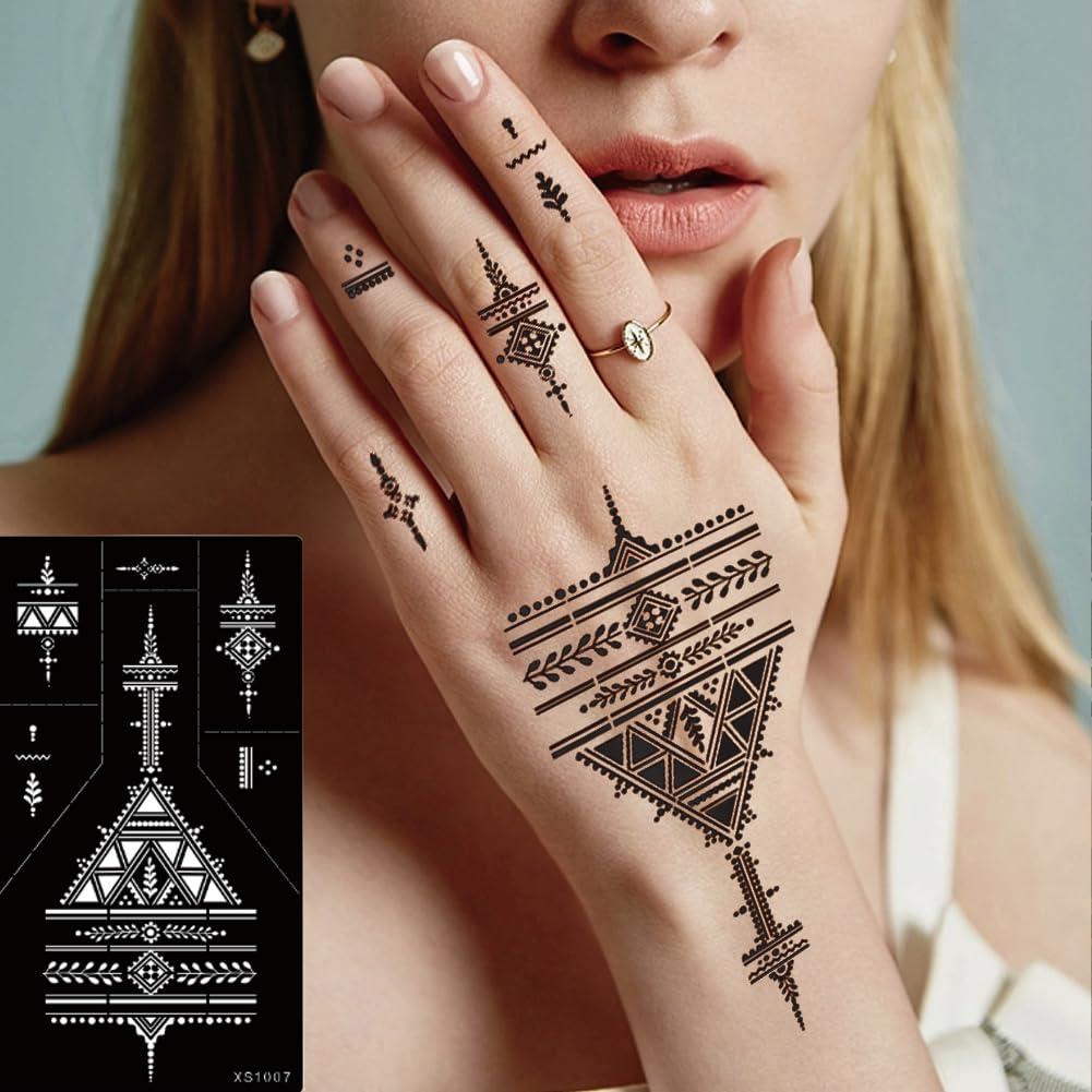 Kit de 16 Hojas de Tatuajes Temporales XMASIR - Plantillas Reutilizables de Henna