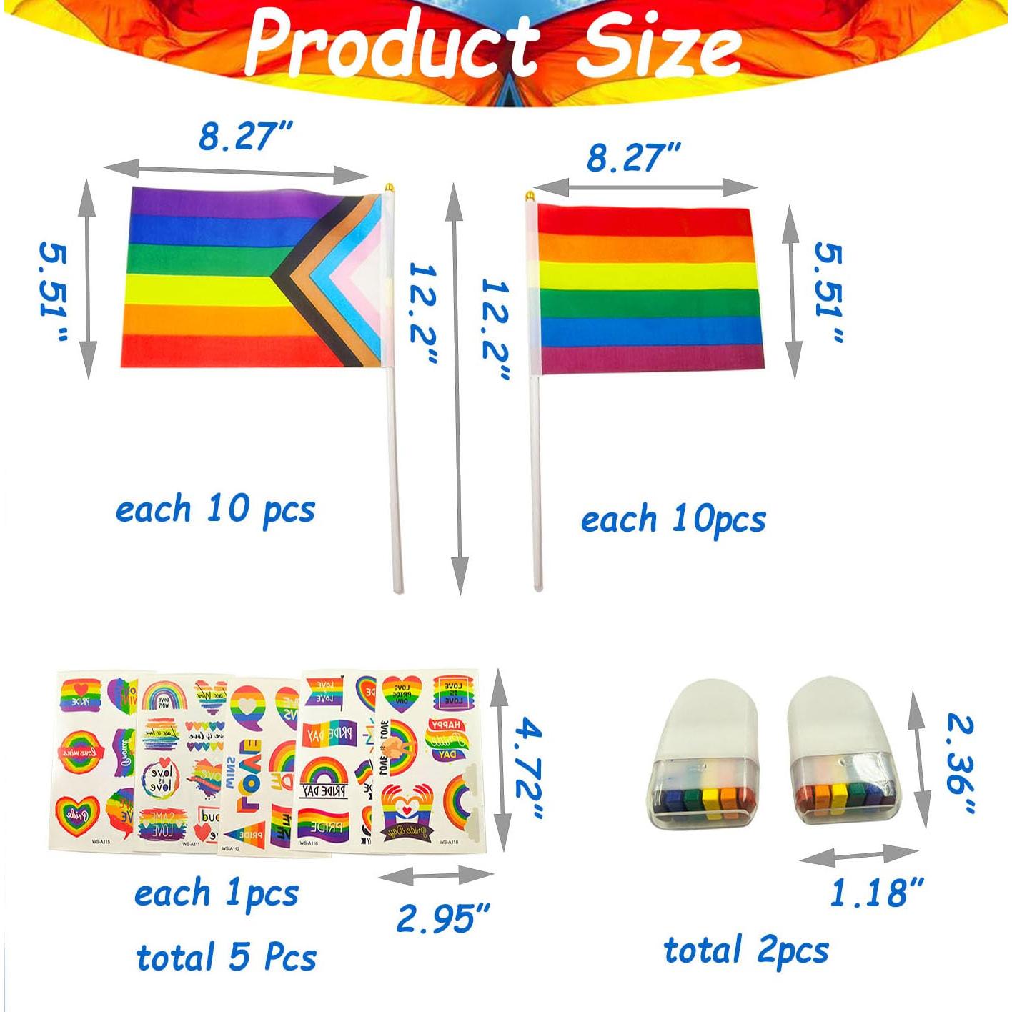 Paquete de Accesorios del Orgullo 27 Piezas Moim - Banderas, Tatuajes y Sellos