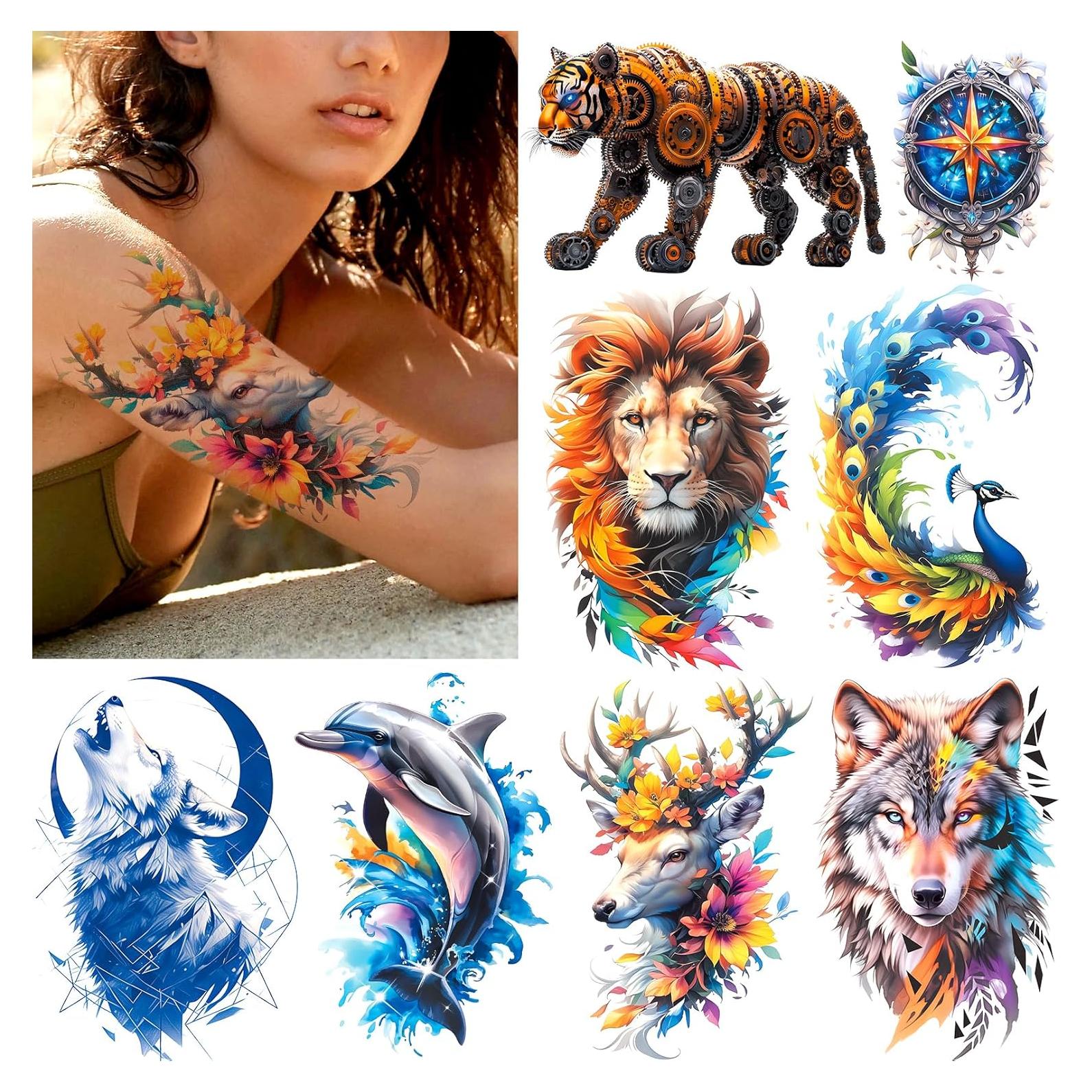 Tatuajes Temporales Acuarela 8 Hojas VERKSTAD Impermeables