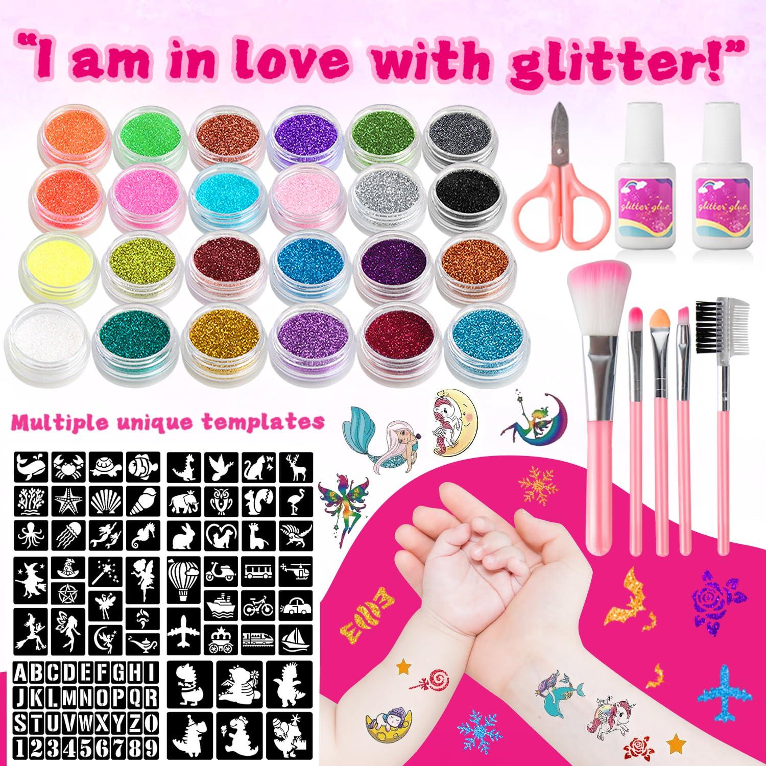 Kit de Tatuajes de Brillo XiQiDianr - 24 Colores, 60 Calcomanías