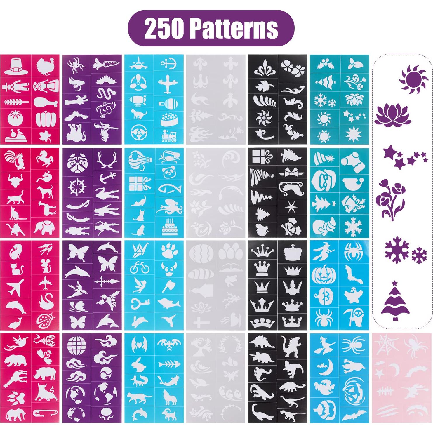 Kit de Plantillas de Pintura Facial NEPOG - 250 Piezas Reutilizables