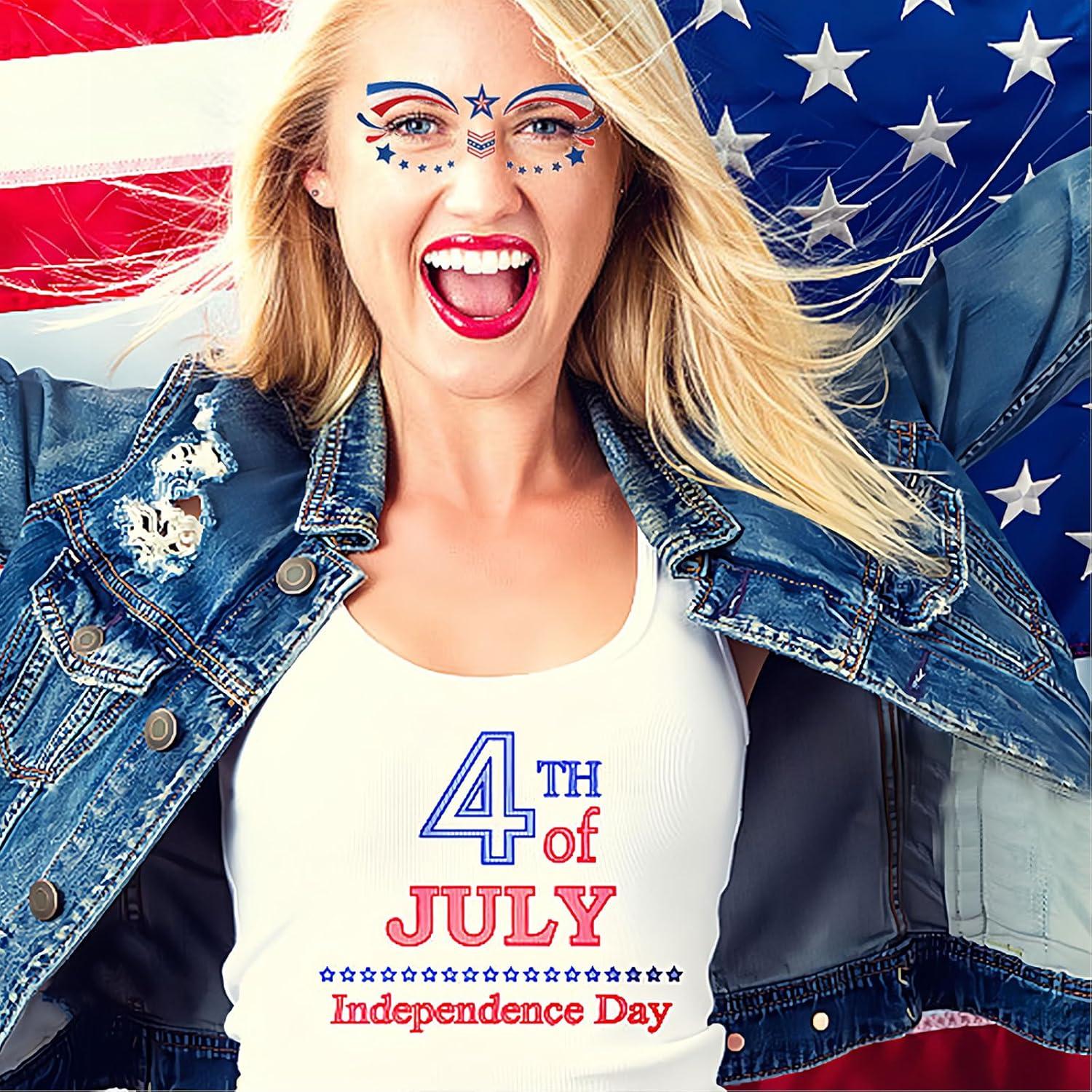 10 Hojas Tatuajes Temporales Patrióticos HIFANMM 4 de Julio