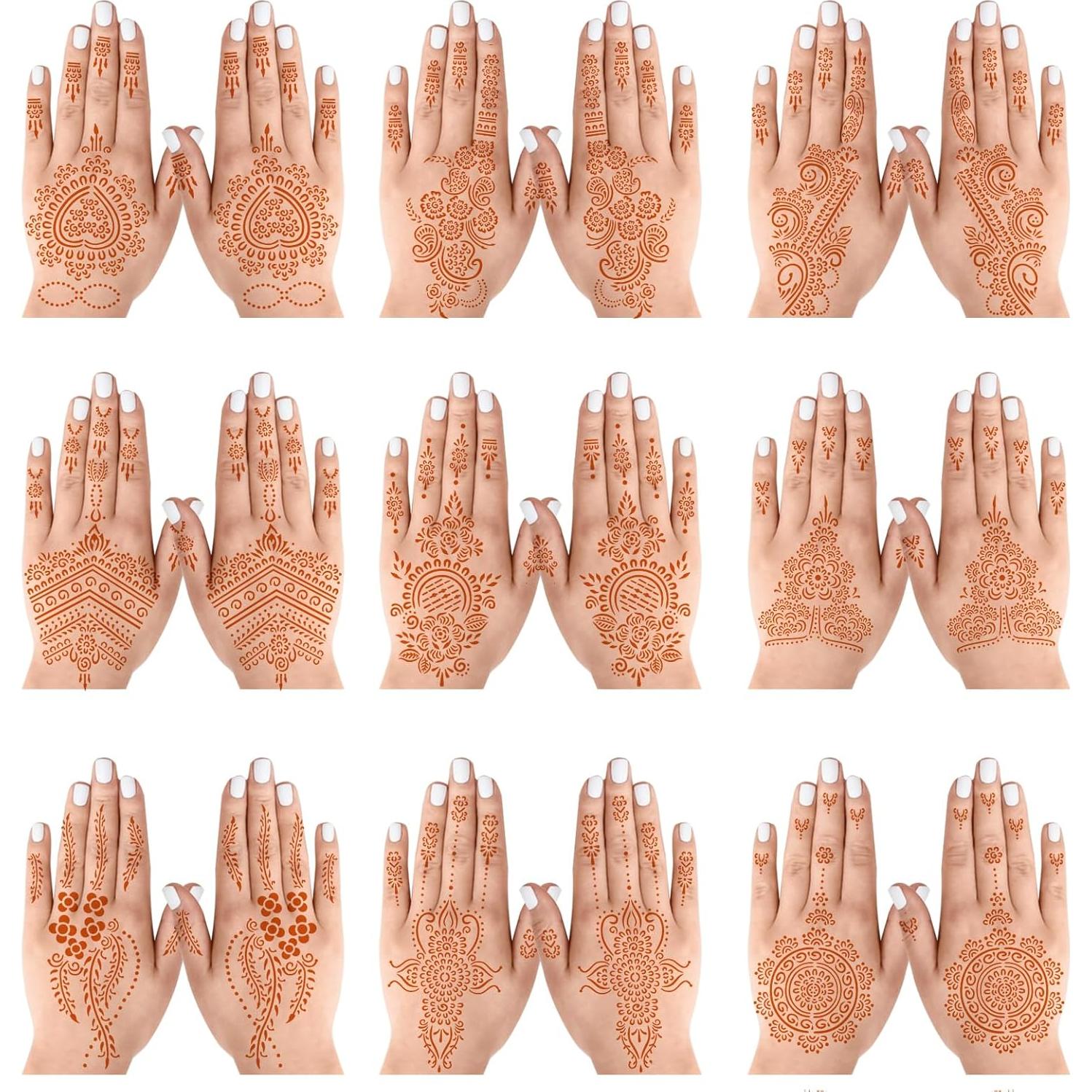 Plantillas de Tatuaje Temporal de Henna JTSDZS - 18 Hojas