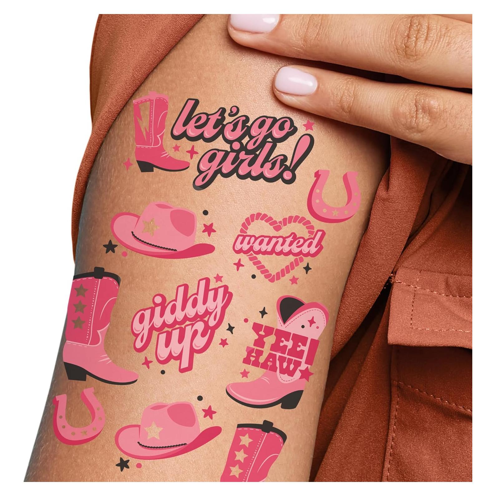 Tatuajes Temporales Vaquera de Rodeo Punto Grande de Felicidad - 12 Hojas