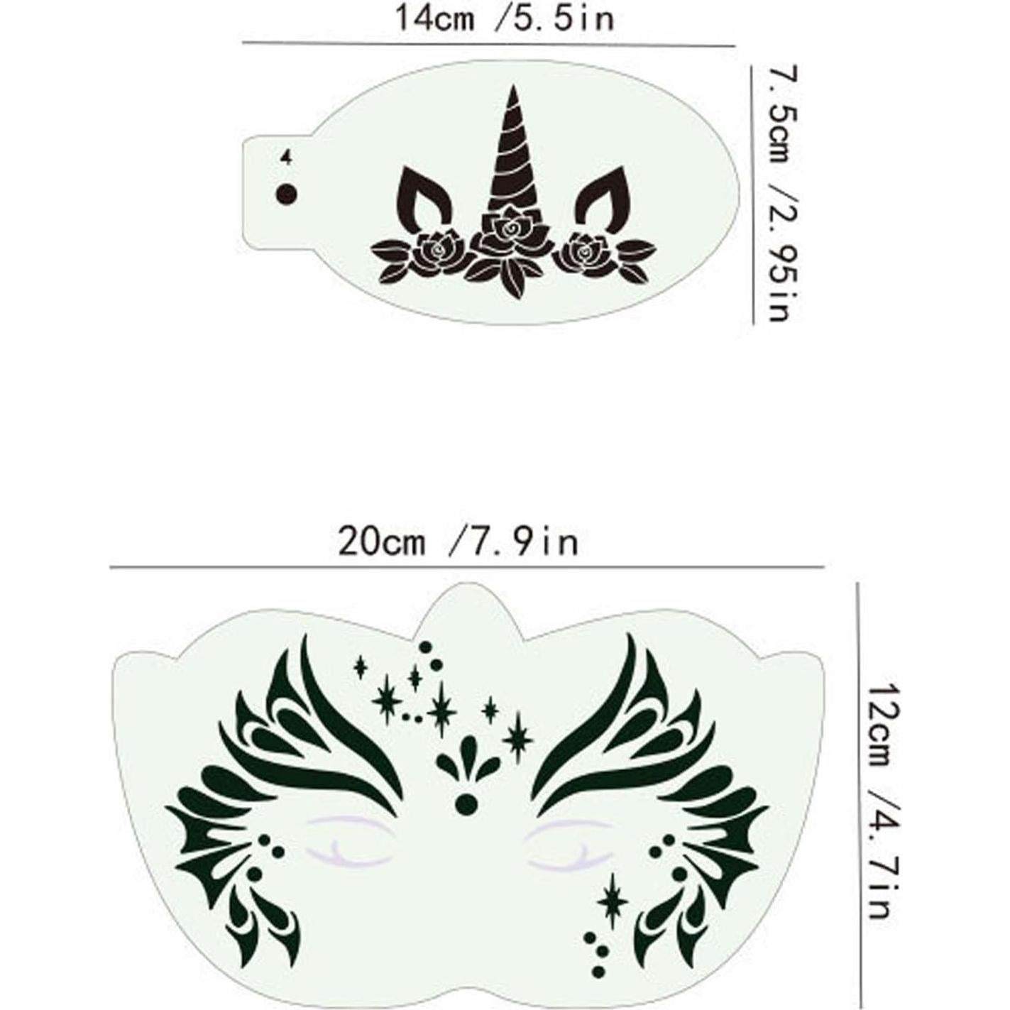 Kit de 28 Plantillas de Pintura Facial Reutilizables Twpribarn