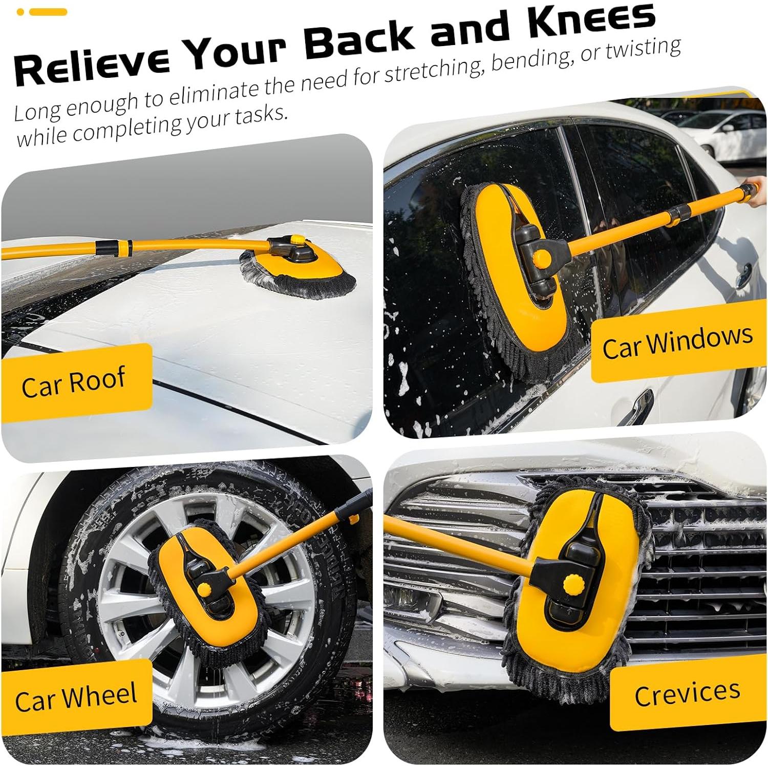 Cepillo de Lavado de Coche Ordenado con Mango Extensible 109 cm