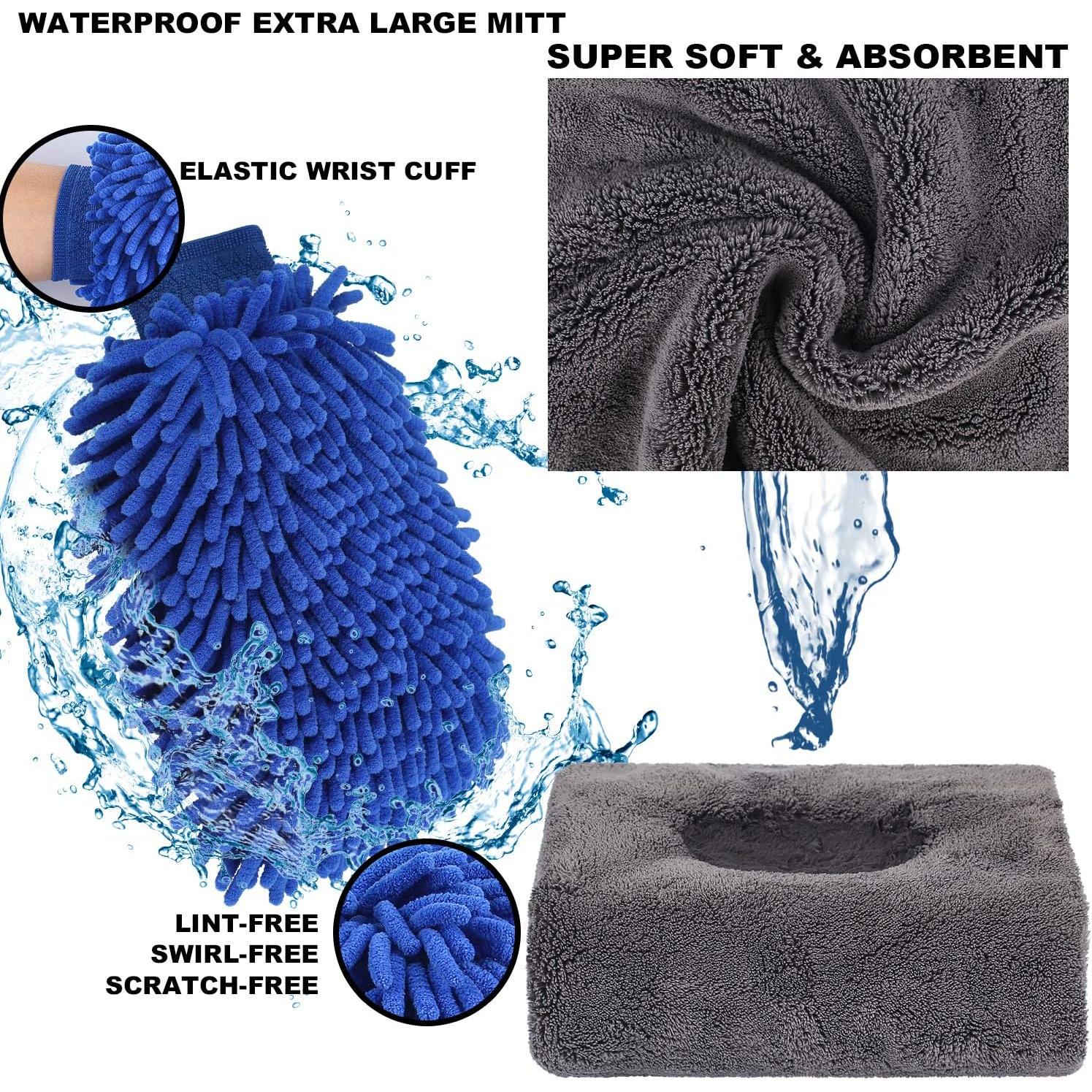 Kit de Limpieza para Autos AUTODECO 22 Piezas con Cubo Plegable