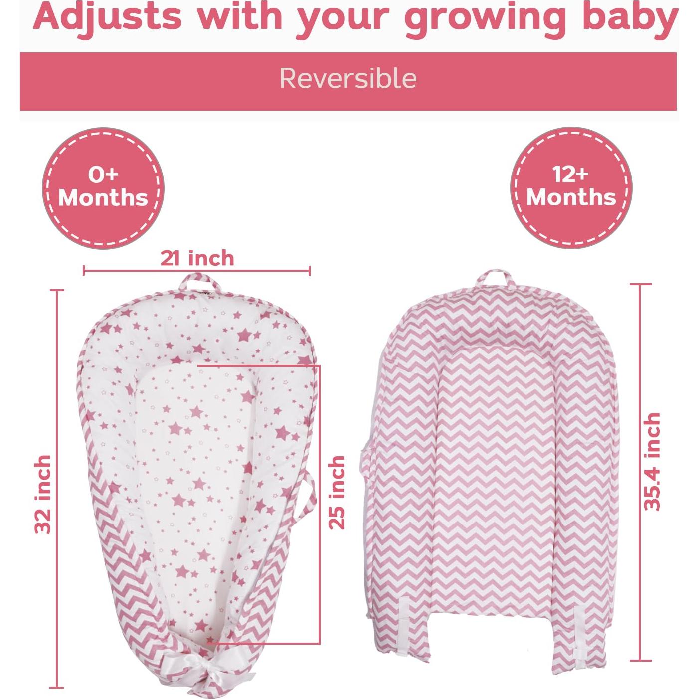 Cojín Reversible para Bebé Aila+Aiden Algodón Orgánico Rosa