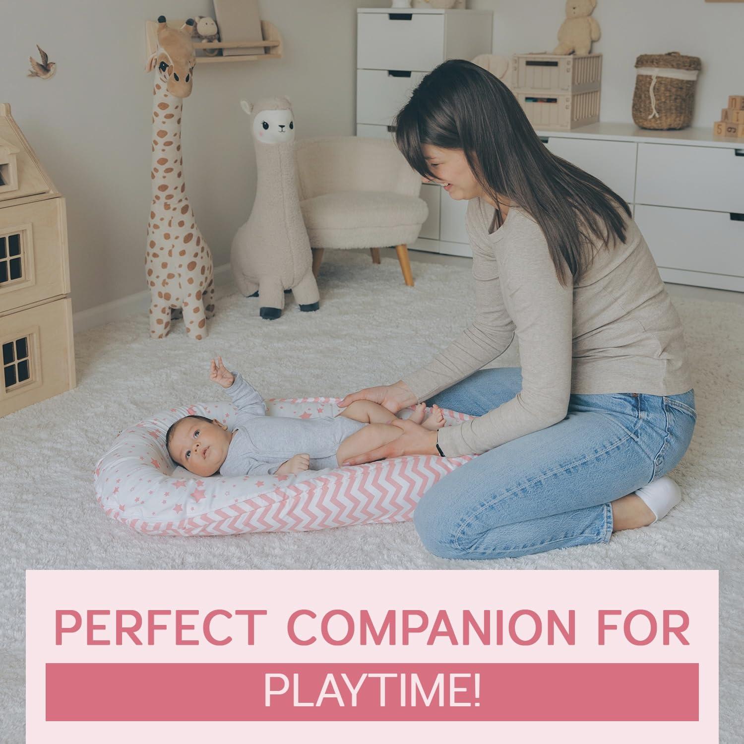 Cojín Reversible para Bebé Aila+Aiden Algodón Orgánico Rosa