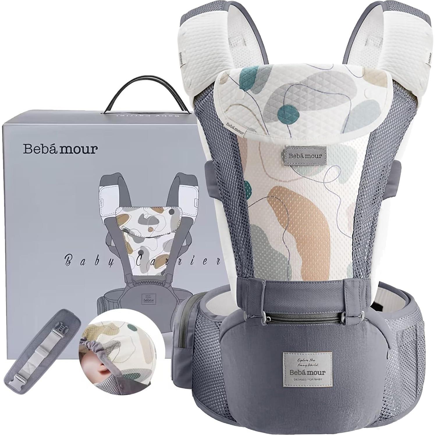 Portabebés Bebamour TC26 Gris Ajustable con Almohadillas