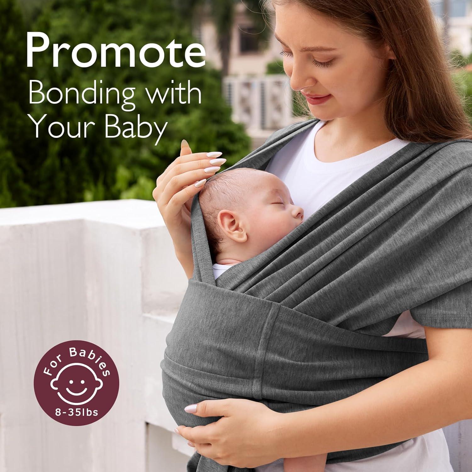 Fular Portabebés Ergonomico Momcozy Gris Profundo 3.6-15.9kg