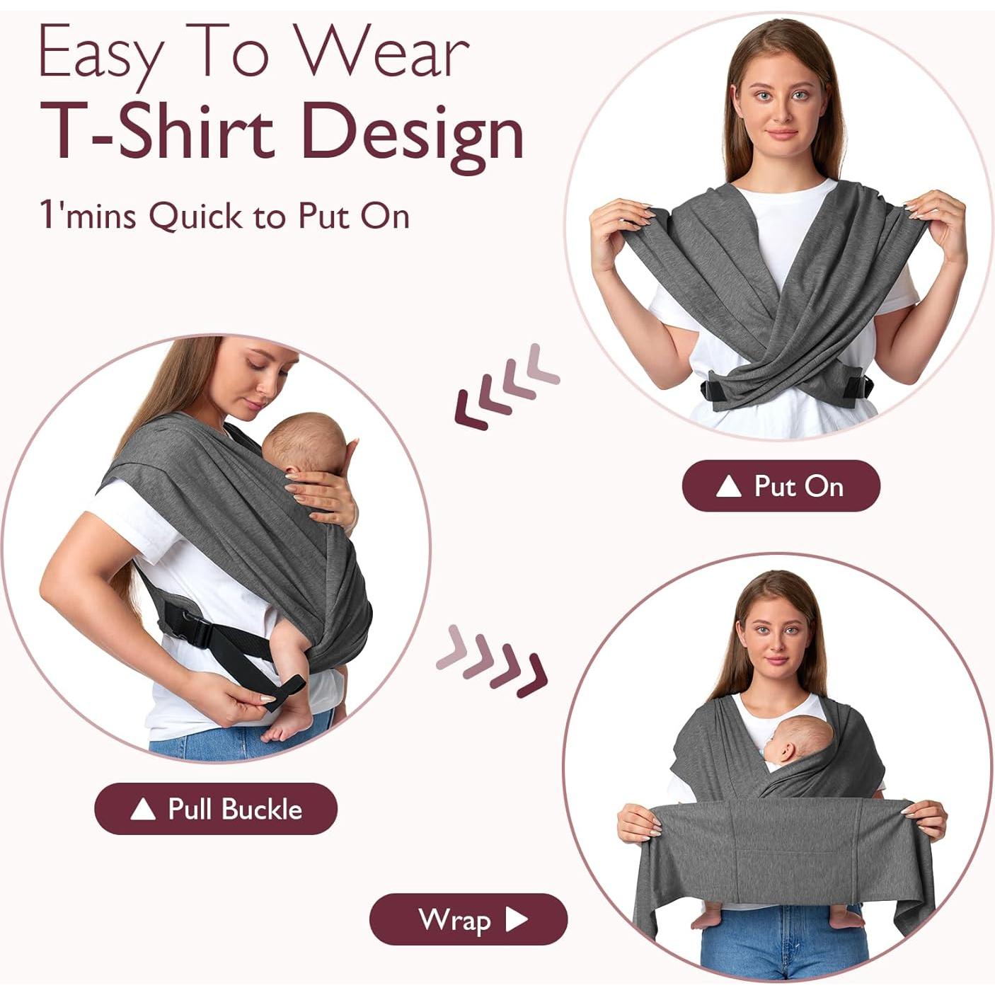 Fular Portabebés Ergonomico Momcozy Gris Profundo 3.6-15.9kg