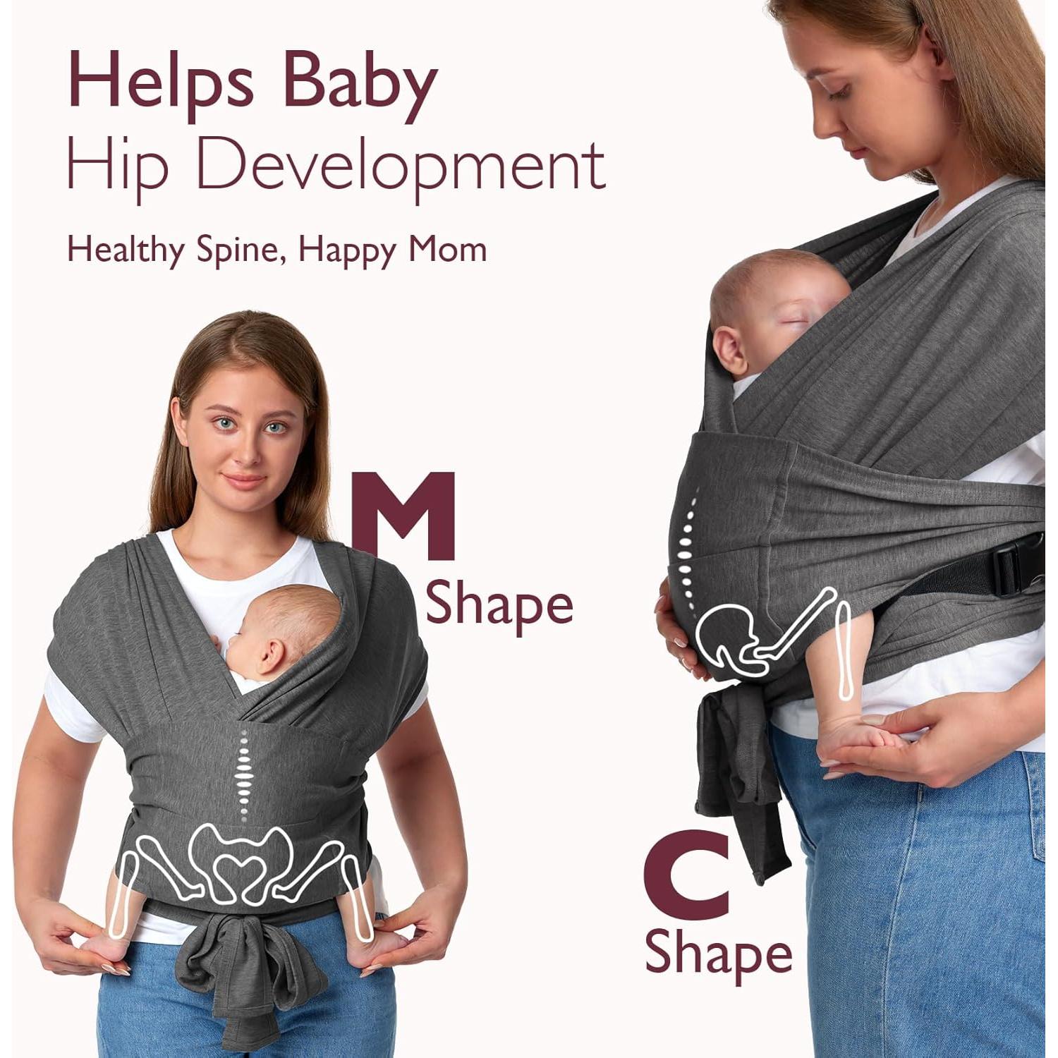 Fular Portabebés Ergonomico Momcozy Gris Profundo 3.6-15.9kg