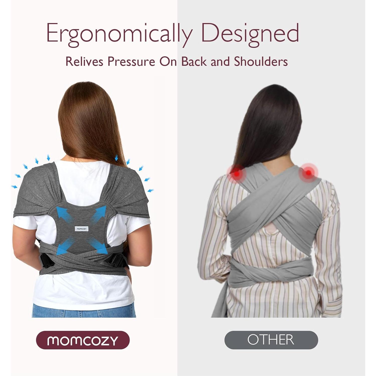 Fular Portabebés Ergonomico Momcozy Gris Profundo 3.6-15.9kg