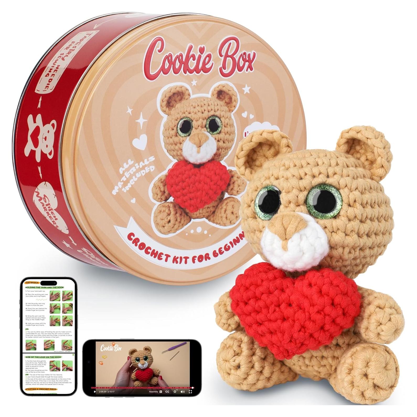 Kit de Crochet Cookie Box Oso Charlie - Hilo para Principiantes