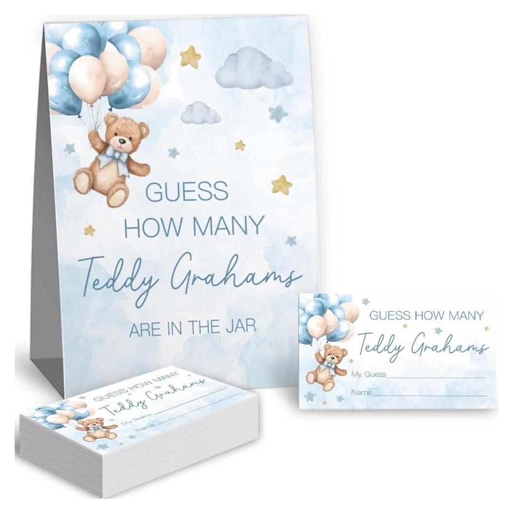 Juego Adivina Cuántos Osos Puouoonyi - 1 Cartel y 50 Tarjetas