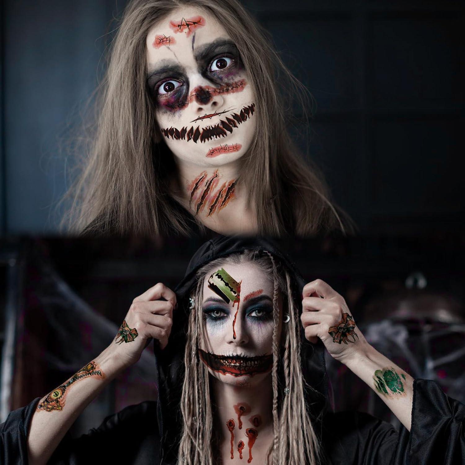 Tatuajes Temporales de Halloween WdrKo 26 PCS para Adultos