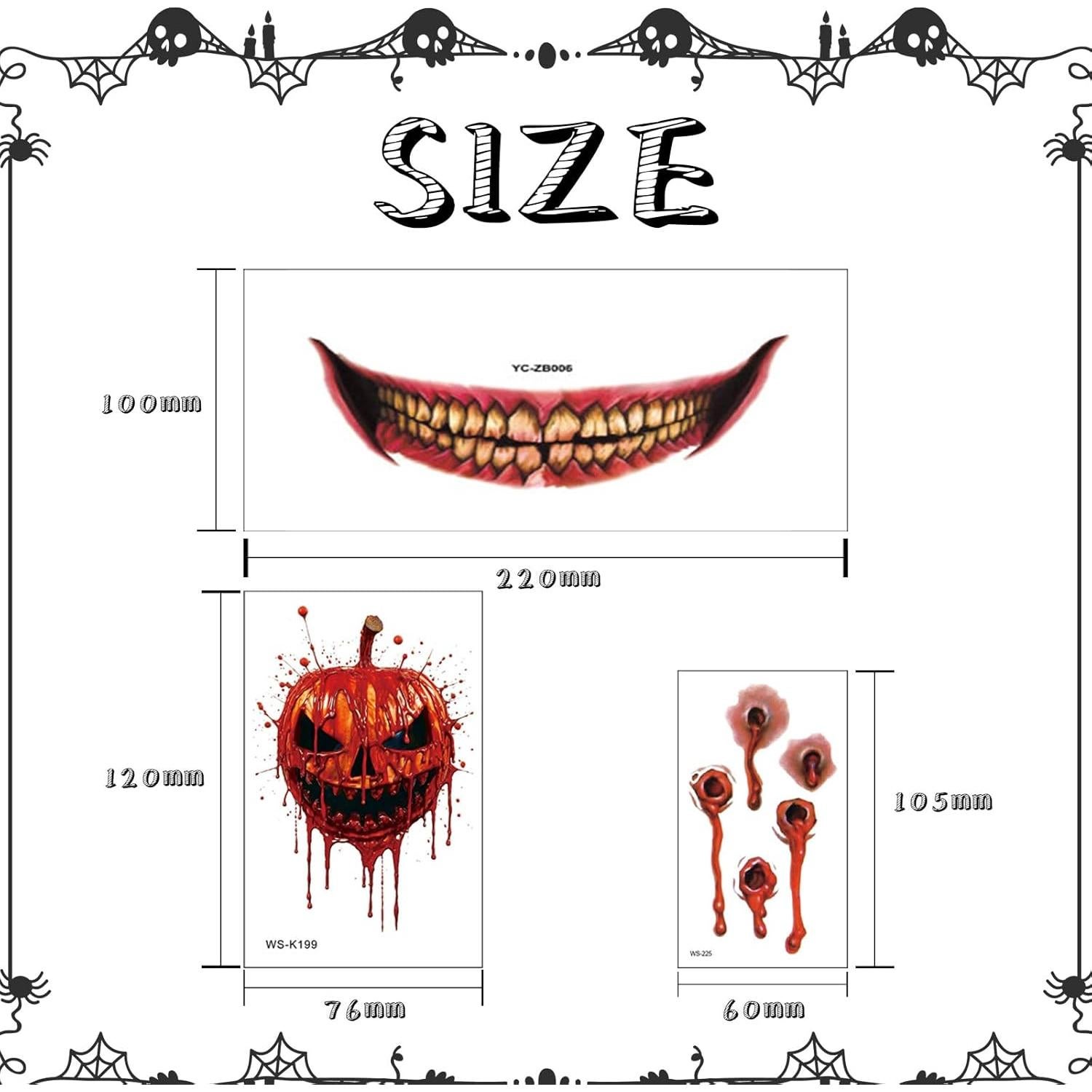 Tatuajes Temporales de Halloween WdrKo 26 PCS para Adultos