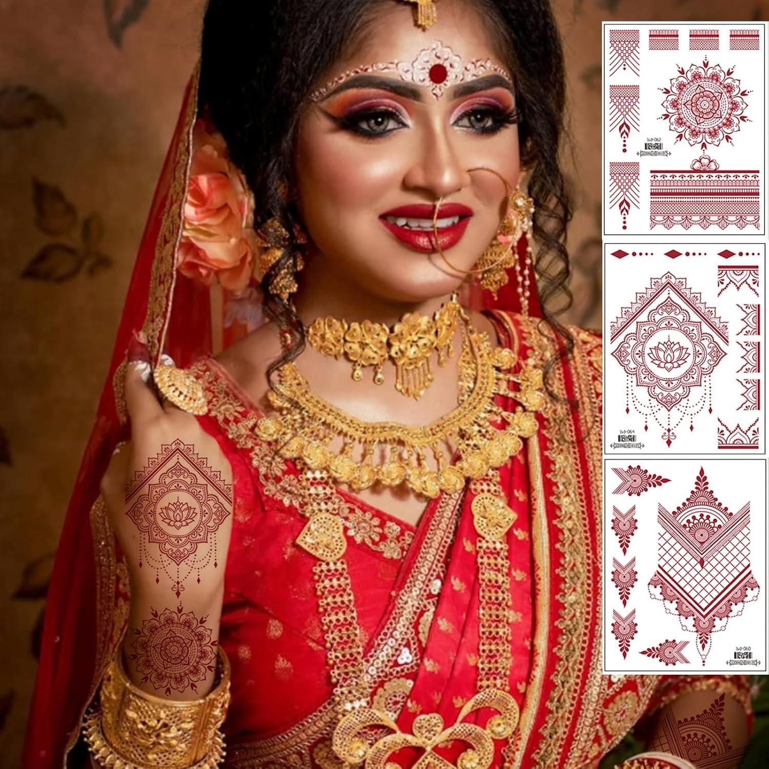 Tatuajes Temporales de Henna mdgfge - 8 Hojas Impermeables