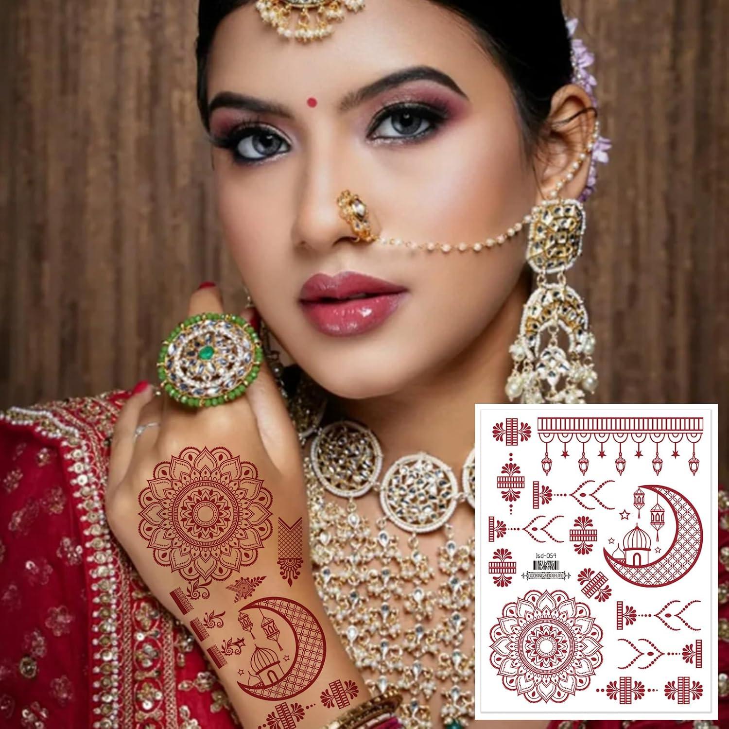 Tatuajes Temporales de Henna mdgfge - 8 Hojas Impermeables