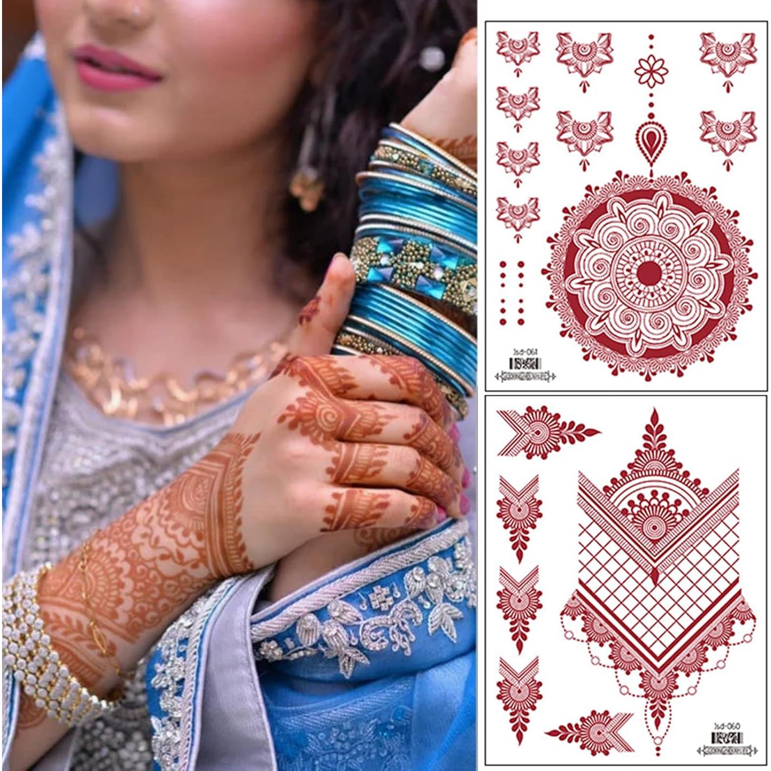 Tatuajes Temporales de Henna mdgfge - 8 Hojas Impermeables