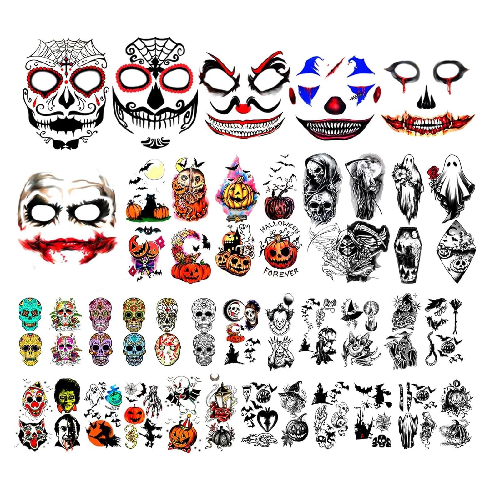 Set de Tatuajes Temporales Halloween Yazhiji 42 Hojas Multicolor