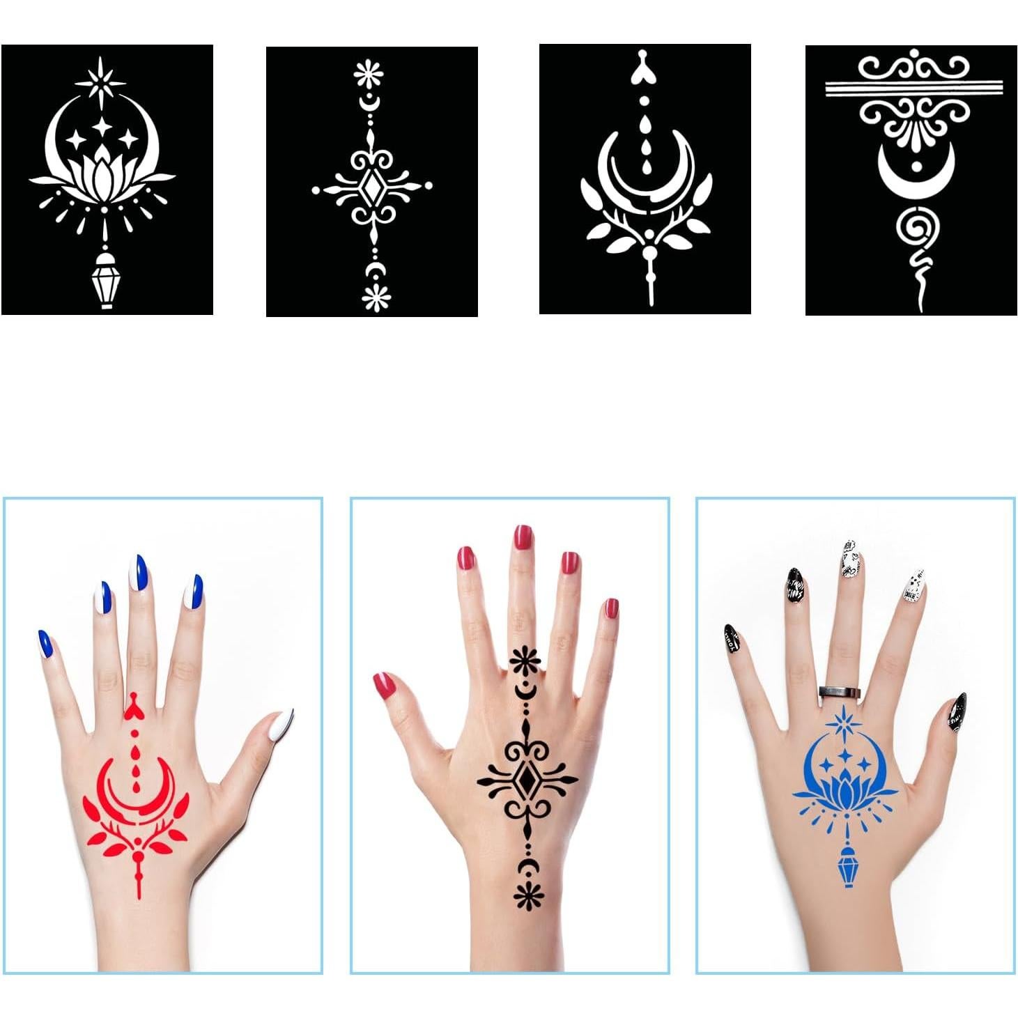 Kit de Plantillas de Tatuajes de Henna Qpout - 16 Hojas