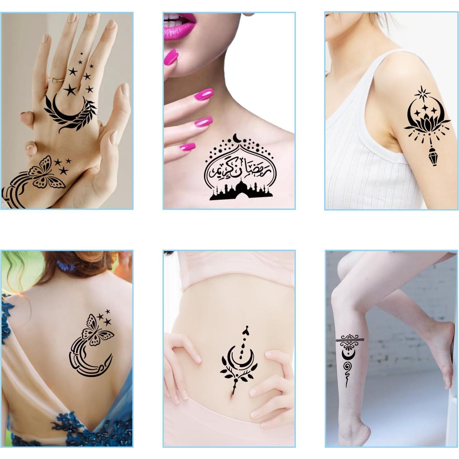 Kit de Plantillas de Tatuajes de Henna Qpout - 16 Hojas