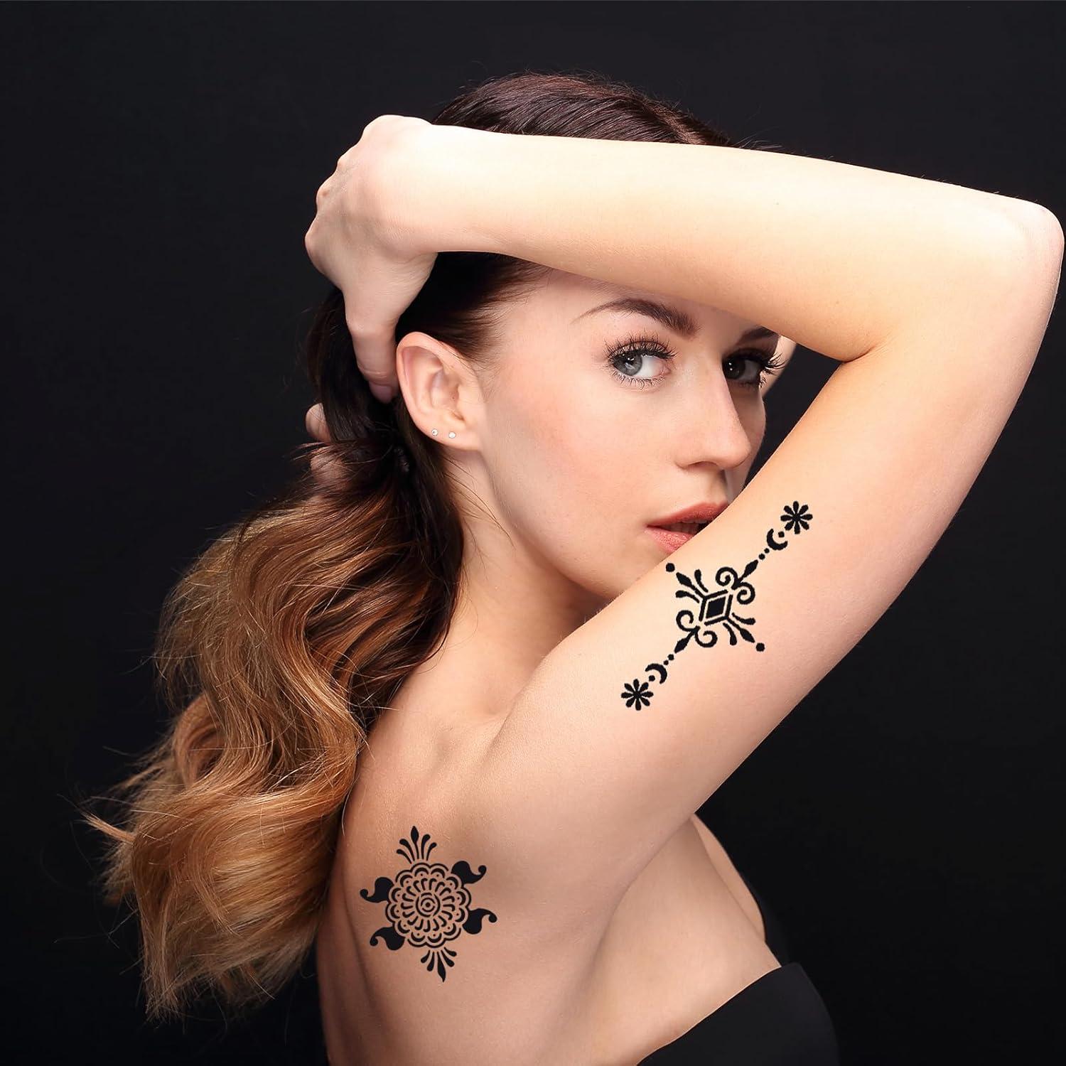 Kit de Plantillas de Tatuajes de Henna Qpout - 16 Hojas