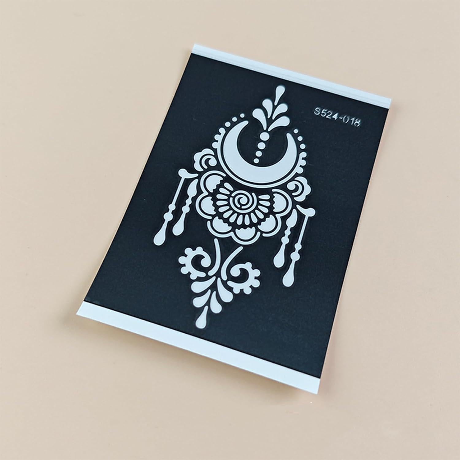 Kit de Plantillas de Tatuajes de Henna Qpout - 16 Hojas