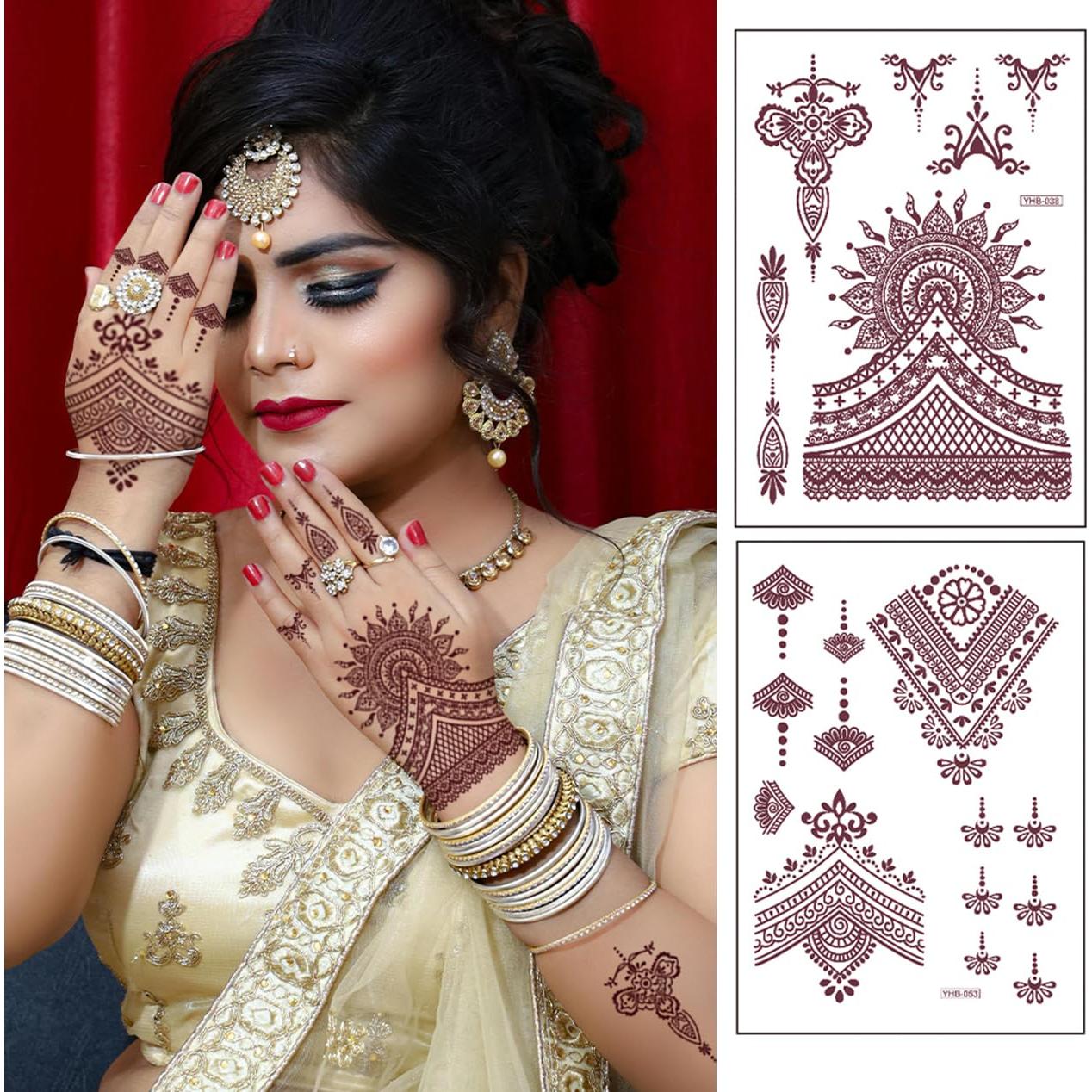 Set de 8 Hojas de Tatuajes Temporales Marrones RoseNacht