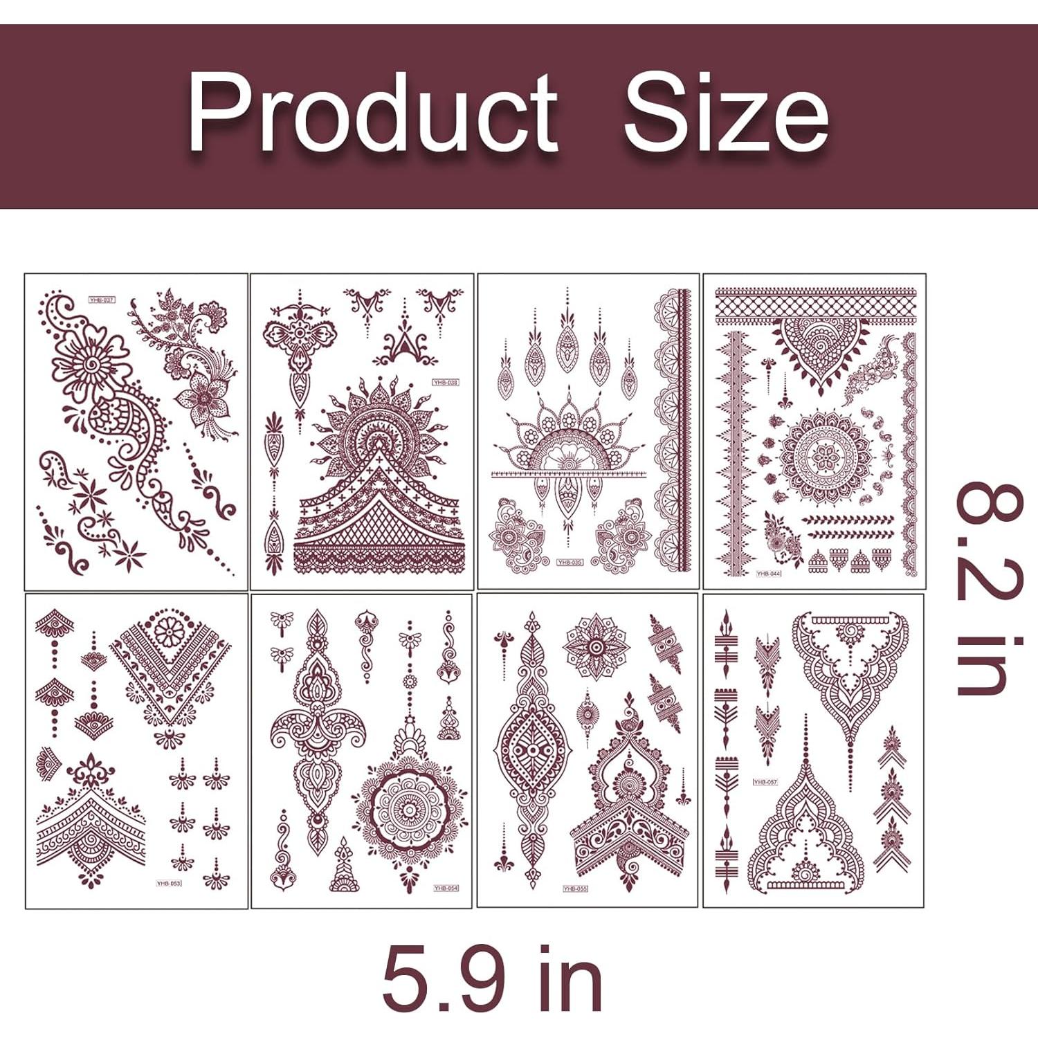 Set de 8 Hojas de Tatuajes Temporales Marrones RoseNacht