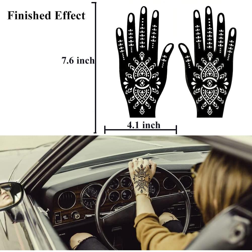 Kit de Plantillas de Tatuaje de Henna QSTOHENA 14 Hojas 19.3x10.4cm