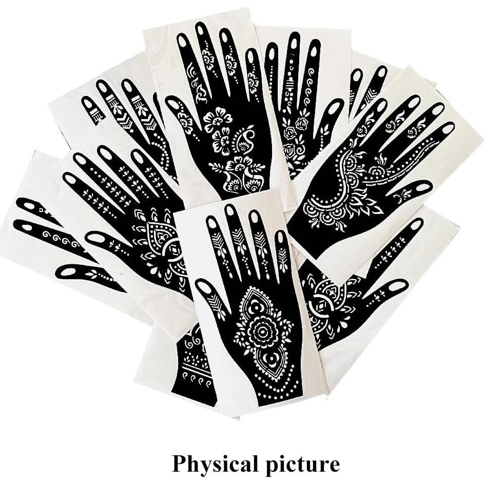 Kit de Plantillas de Tatuaje de Henna QSTOHENA 14 Hojas 19.3x10.4cm