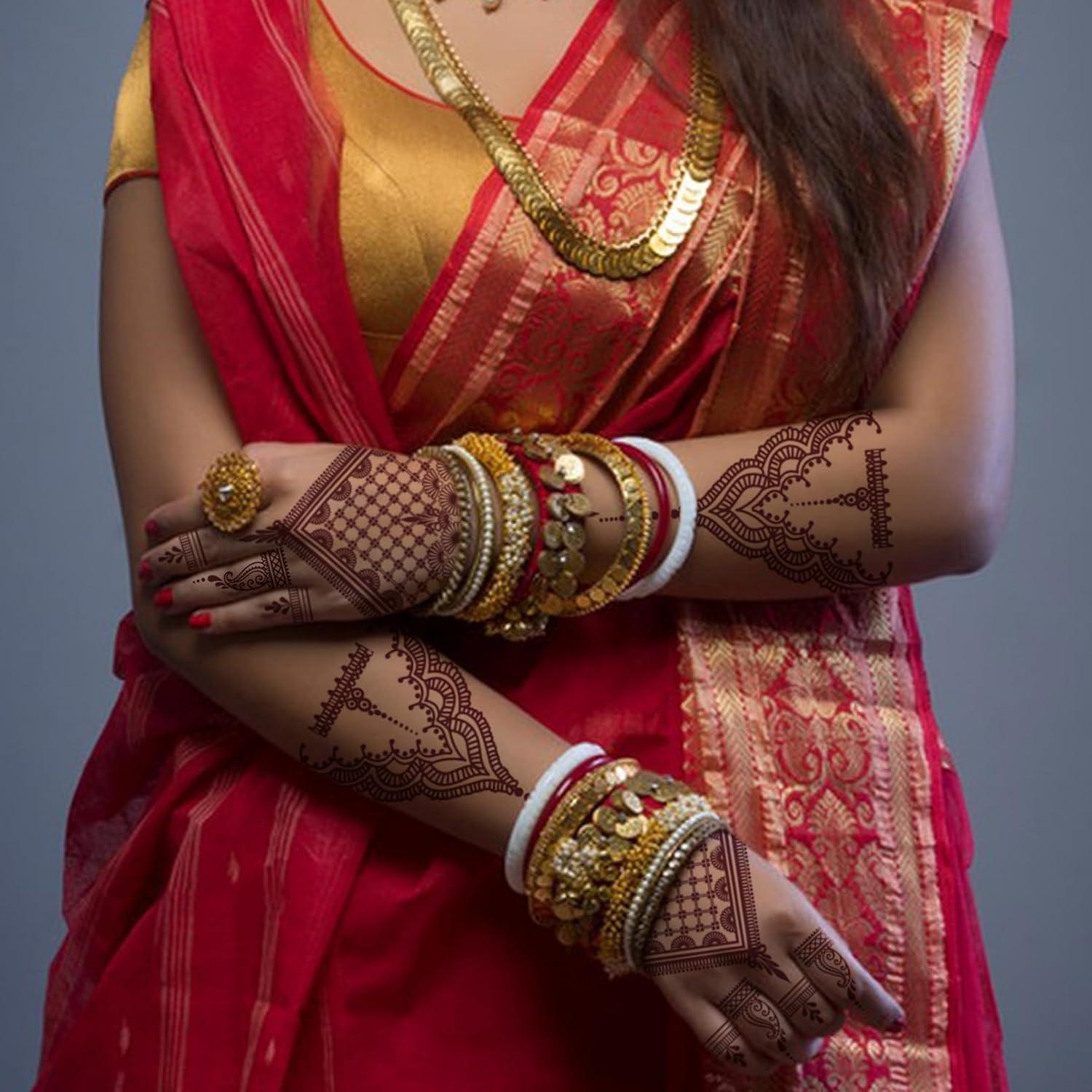 Kit de Tatuaje de Henna 8 Hojas Marrón para Mujeres y Niñas