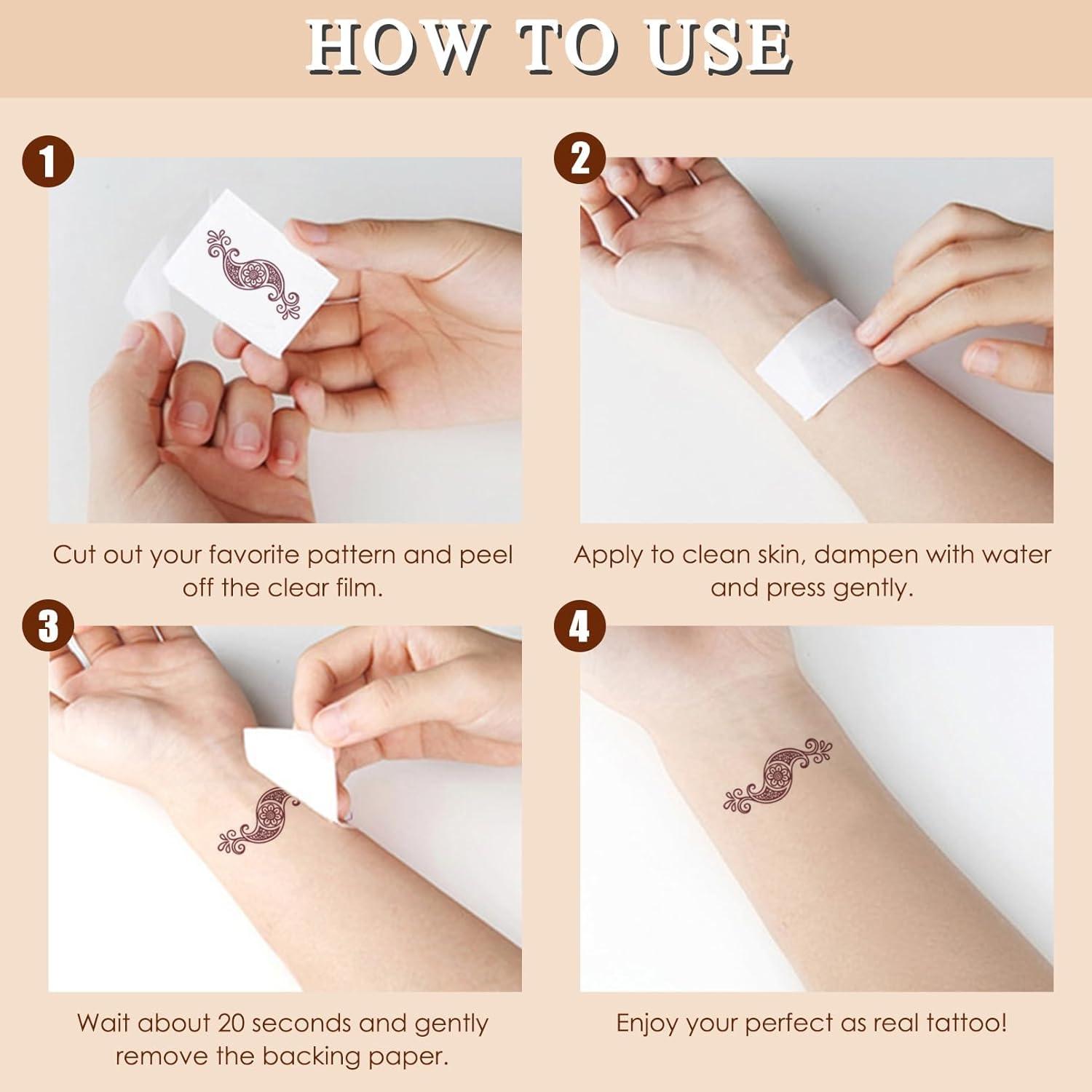 Kit de Tatuaje de Henna 8 Hojas Marrón para Mujeres y Niñas