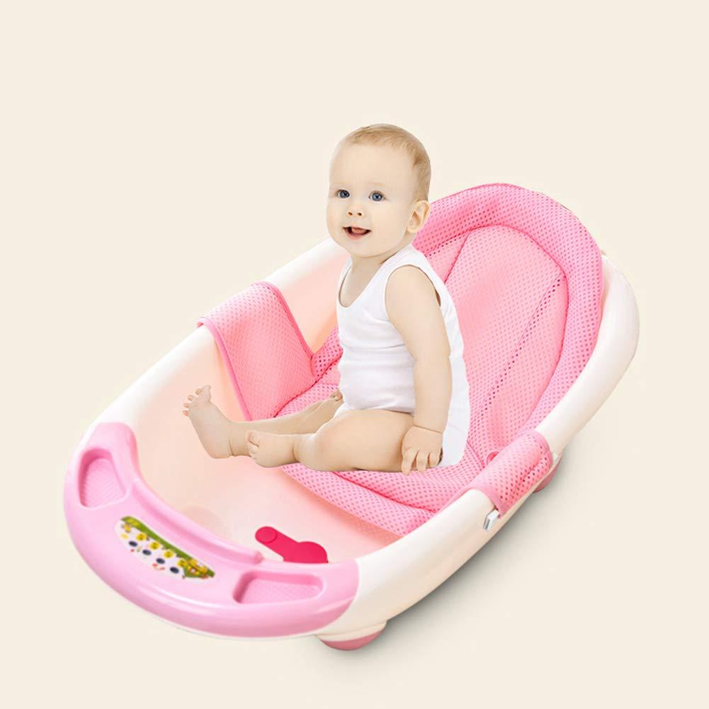 Soporte de Baño Ajustable para Bebés Rosa - Malla Antideslizante