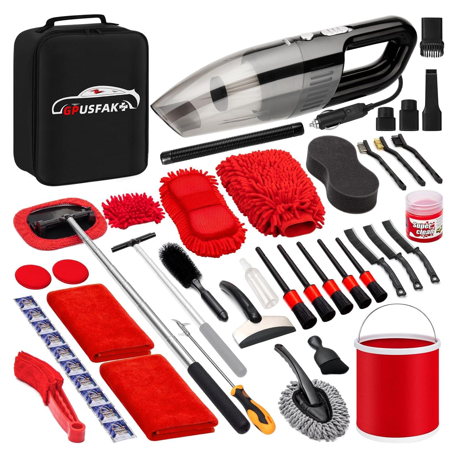 Kit de limpieza de coche 47 piezas GPUSFAK con aspiradora 120W