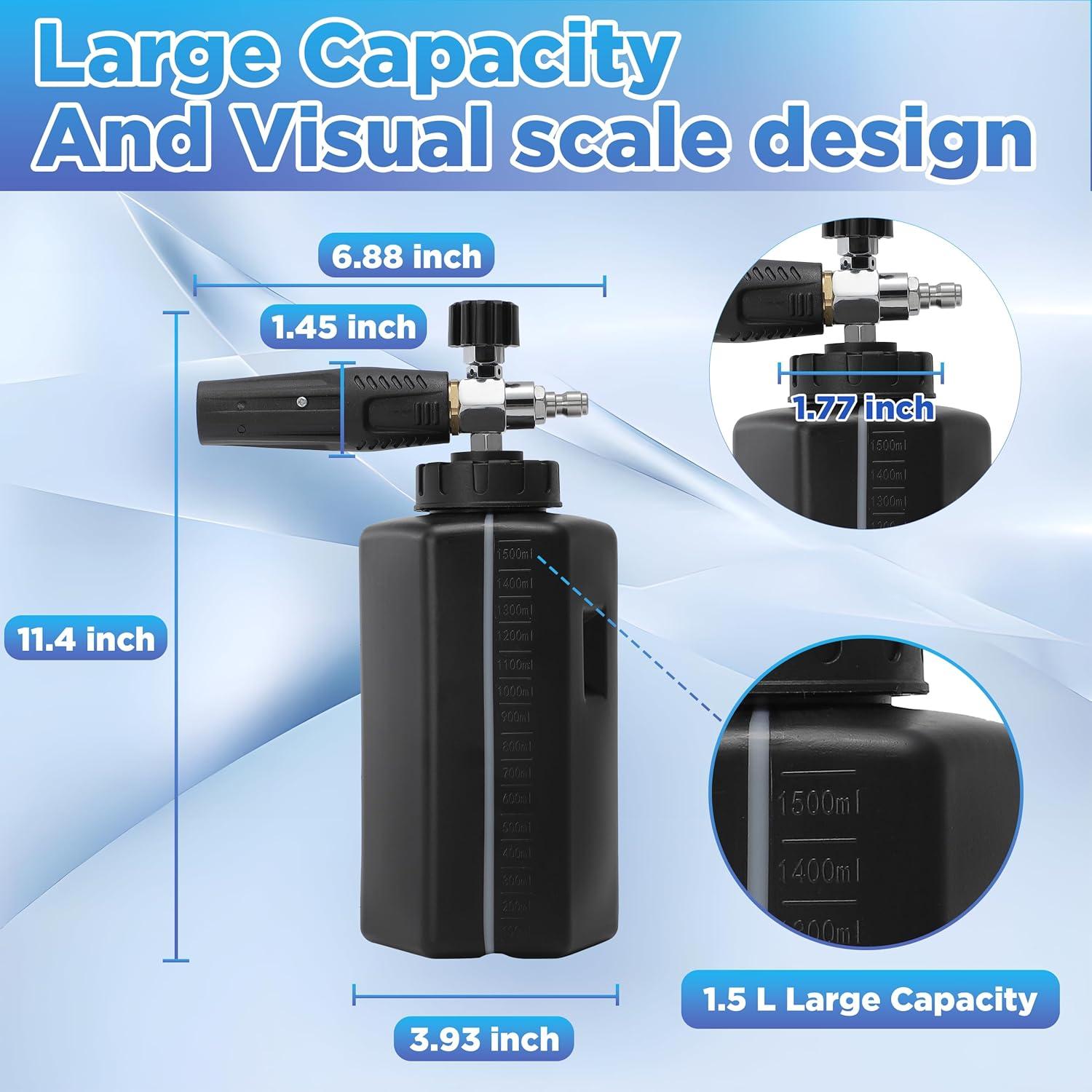 PWACCS Pistola de Espuma Doble para Lavadora a Presión 1.5L