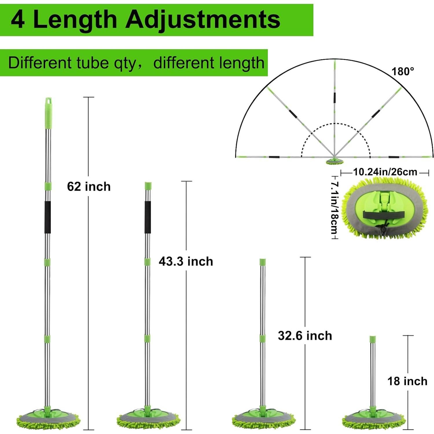 Mop de Lavado de Autos LumiMokki 2 en 1 con Mango de Acero 158cm