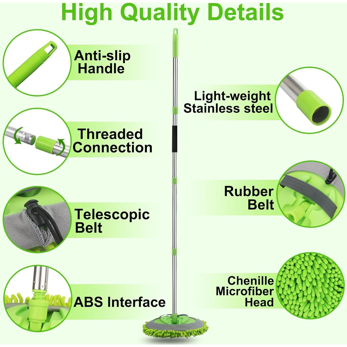 Mop de Lavado de Autos LumiMokki 2 en 1 con Mango de Acero 158cm