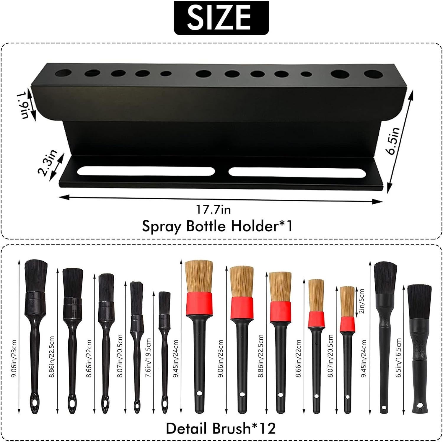 Soporte para Cepillos de Detalle YCWF con 12 Cepillos - Negro