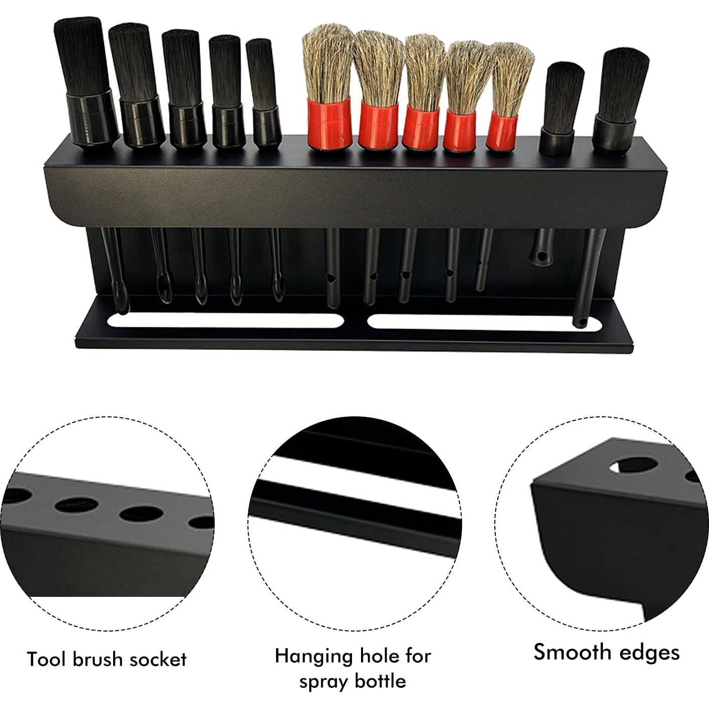 Soporte para Cepillos de Detalle YCWF con 12 Cepillos - Negro