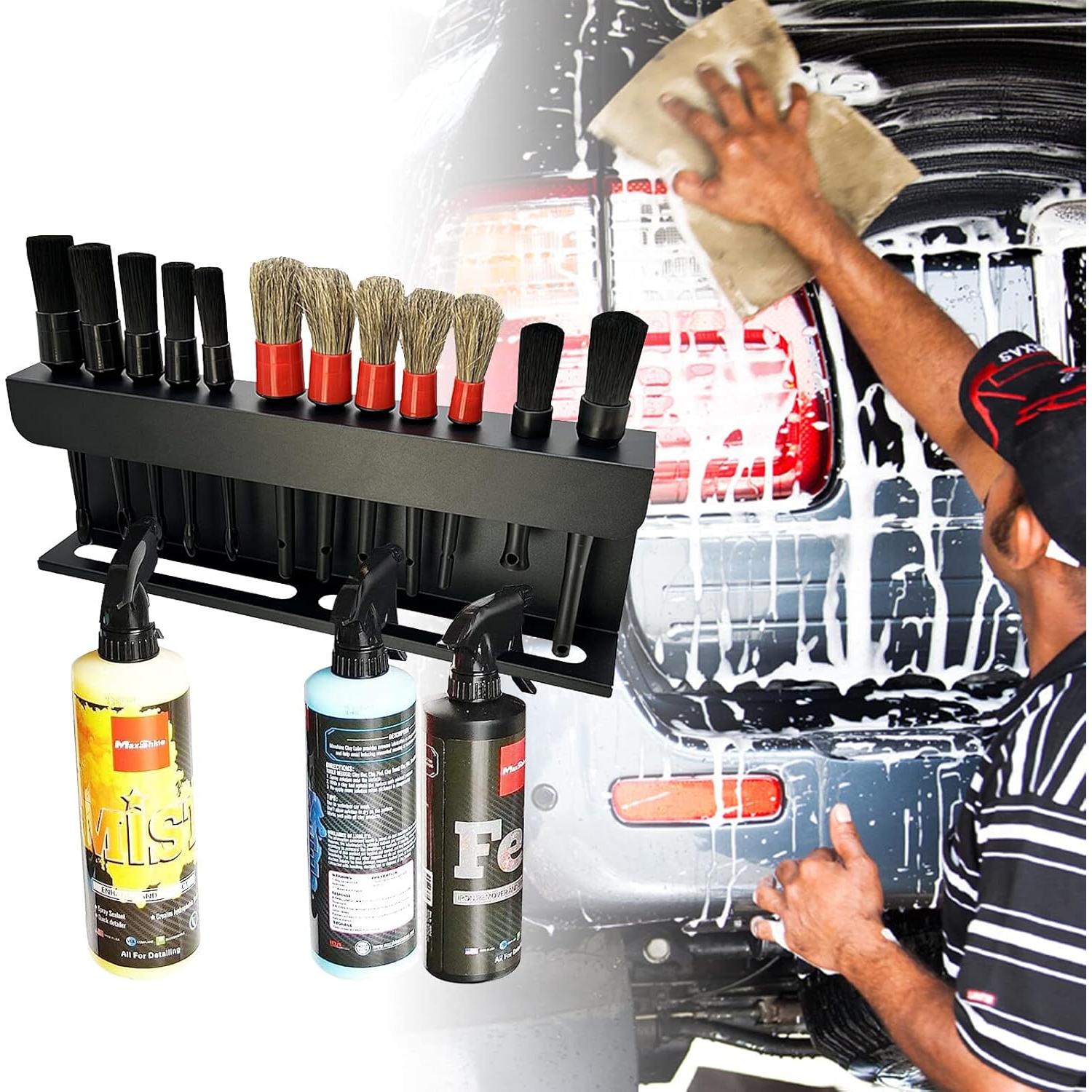 Soporte para Cepillos de Detalle YCWF con 12 Cepillos - Negro