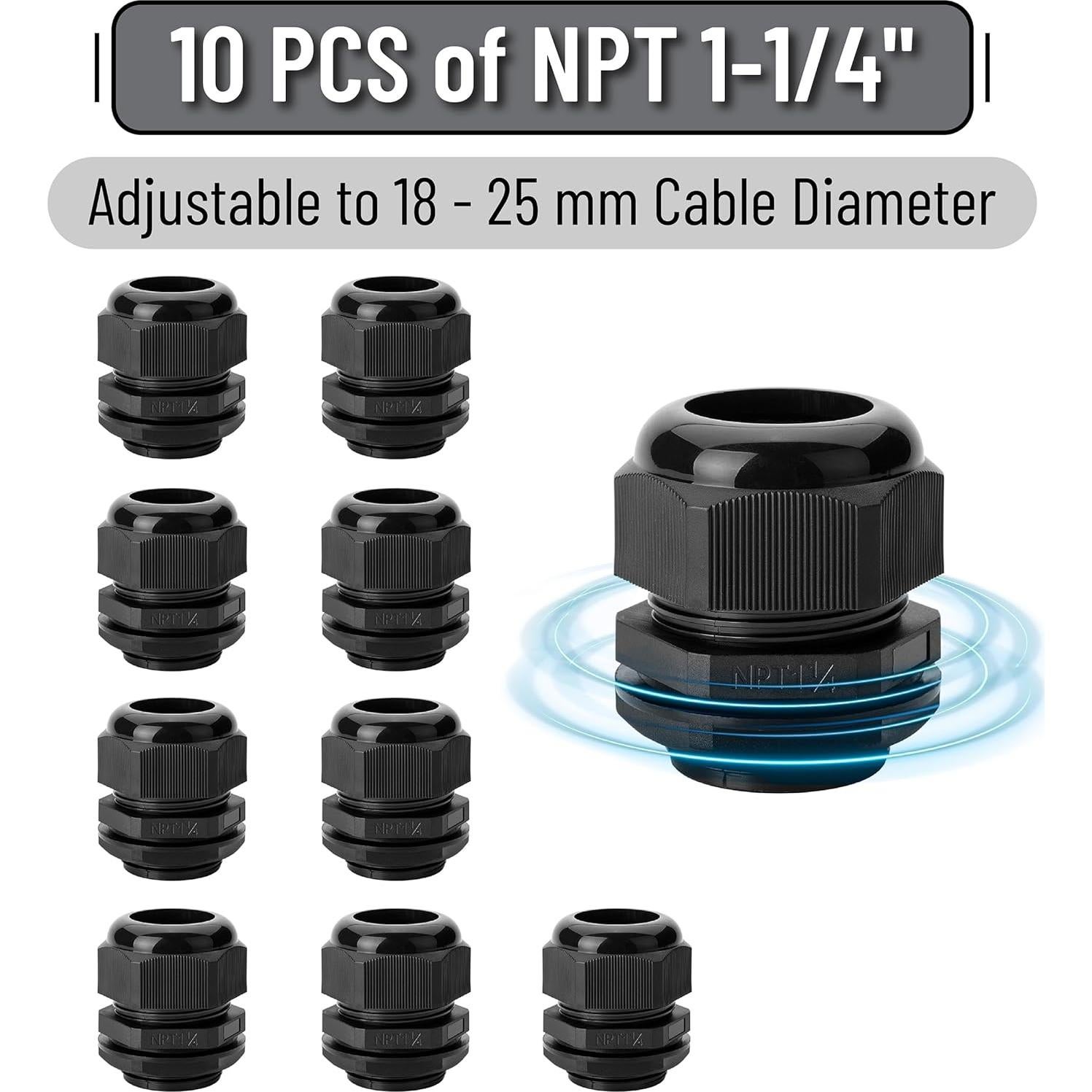 Conectores de Cable Bates 10 Pzas 32 mm Impermeables
