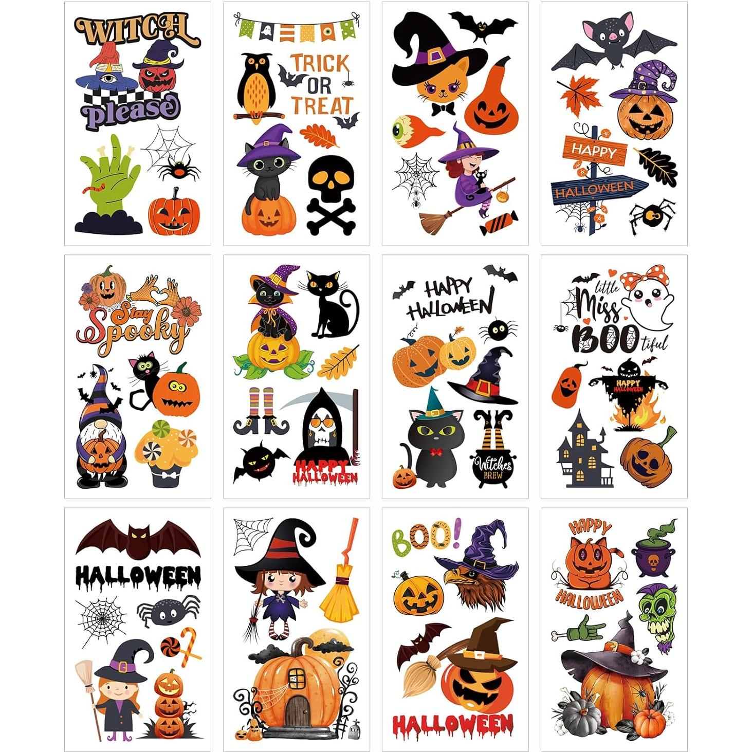 64 Tatuajes Temporales de Halloween Geengob para Niños